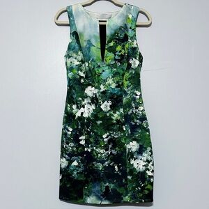 Carlos Miele Floral Silk Midi Sheath Dress Size EU40/ US 8